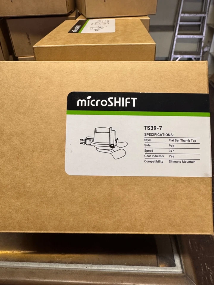 microSHIFT TS39-7 FLAT BAR THUMB TAP SET 3X7 COMPATIBILITY SHIMANO MOUNTAIN MTB - Image 1 of 3