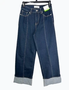 Marc New York Damen High Rise Wide Leg Jeans Bündchensaum Stretch Denim Größe 2 - Bild 1 von 16