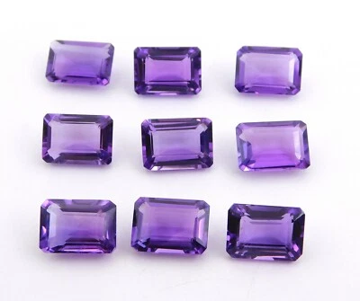 Lab Created Amethyst Octagon Cut Lot Loose Gemstone 10X14 MM For Jewelry P-1928 - Image 1 of 2