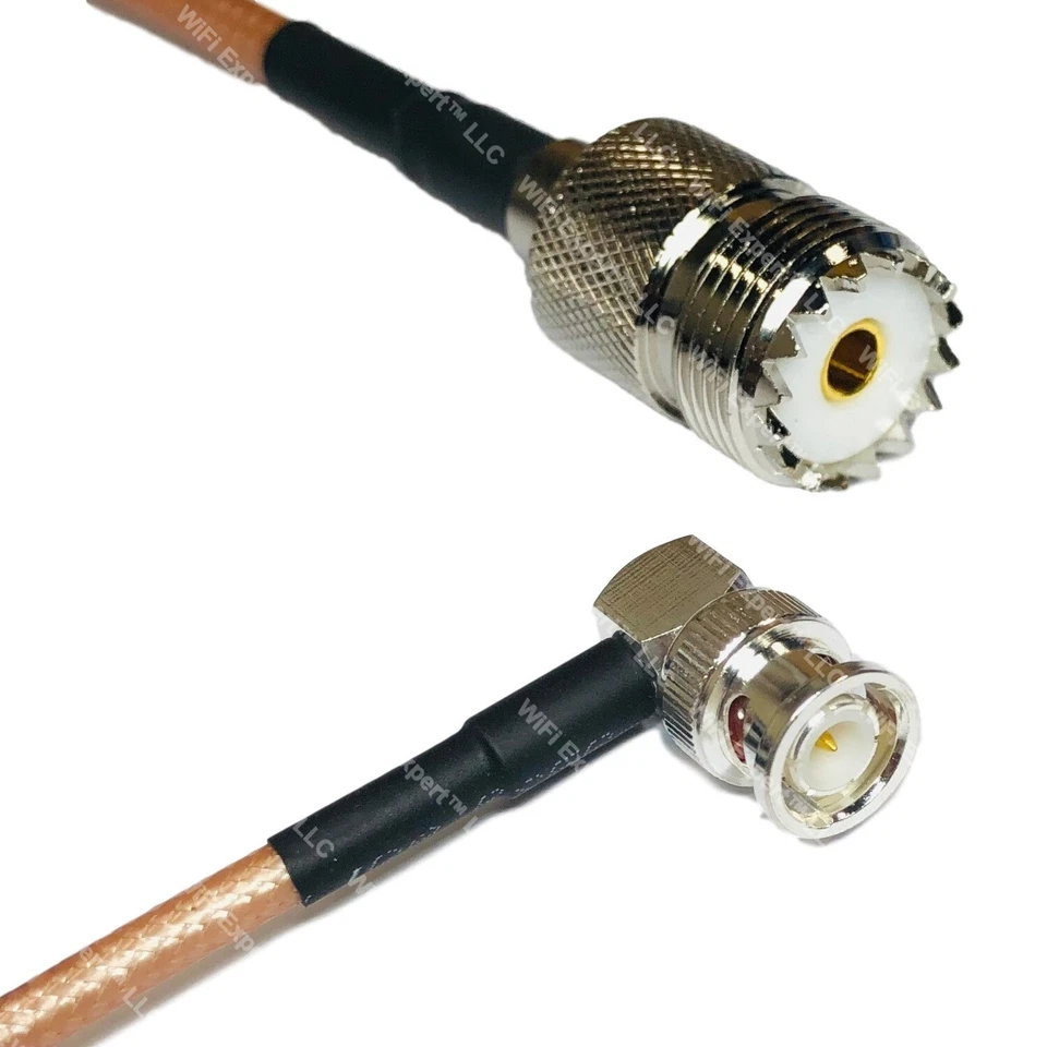 RG400 SO239 UHF Female to BNC MALE ANGLE RF Cable FAST-SHIP LOT - Image 1 of 1