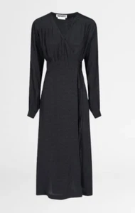 Rotate Marisol Black Midi Dress Wrap Style Black Size 12 AU Preloved - Picture 1 of 4