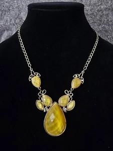 Fashion Jewelry Statement Necklace Color: Yellow Length: 17 in Teardrop - Picture 1 of 3