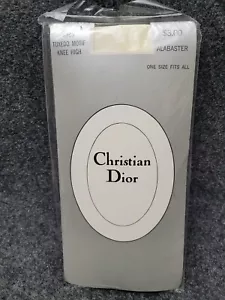 Christian Dior Knee High Tuxedo Motif Alabaster Tights Stretch One Size Women B6 - Picture 1 of 7