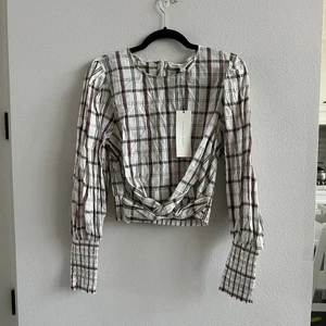 Veronica Beard NWT Nyla Top Size 4 in White/Multicolor Check Plaid Cotton NEW - Picture 1 of 5