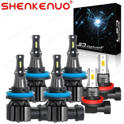 H9 + H11 + H11 LED Headlight Fog Bulbs Kit For Chrysler Town & Country 2010-16 - Image 1 of 4