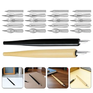  2 Sets Dipped Wooden Pen Calligraphy Fountain Pens Comic Drawing - Picture 1 of 12