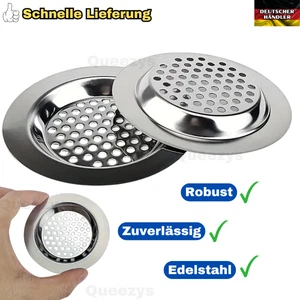 2x Edelstahl Abflusssieb Waschbecken Haarsieb Spülbeckensieb Ablaufsieb Abfluss - Bild 1 von 8
