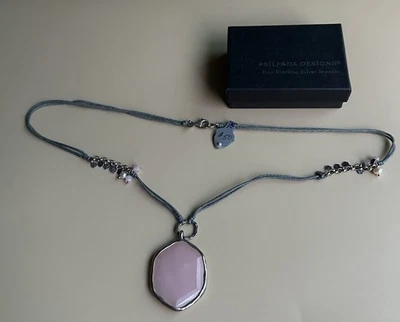 Collar de cuerda de cabaret francés con perlas de jabonera de cuarzo rosa de plata esterlina Silpada Foto 1 de 4