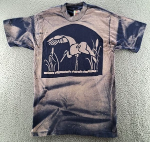VINTAGE Fruit of the Loom Shirt Mens Medium Dyed Crane Bird Watching Aviary 90s - Picture 1 of 11