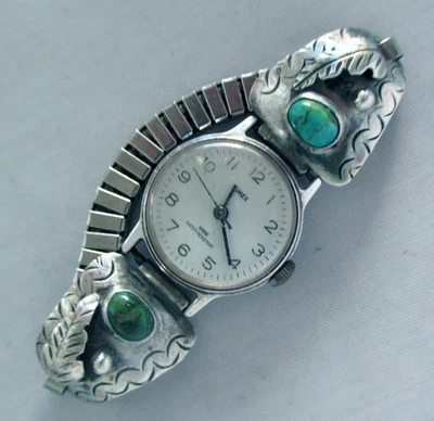 RELOJ PULSERA NAVAJO VINTAGE ESTERLINA, MUÑECA 6 1/2 PULGADAS, ¿NECESITA BATERÍA?, 25G Foto 1 de 4