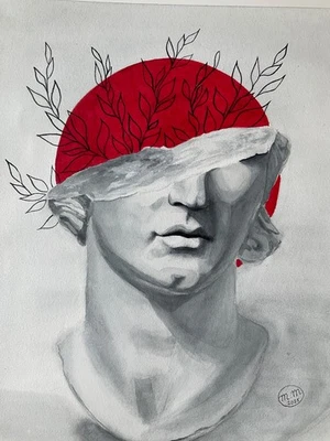 Red Insight – Original Surreal Portrait Art | watercolor painting 11.8x15.7 in - Image 1 of 4