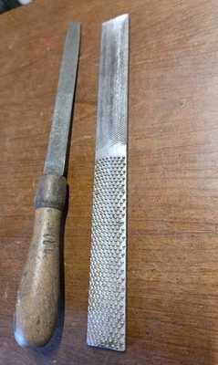 Lot 2 Vtg 10” Files Wood Handle Made In USA black Diamond Bastard Rasp Germany - Image 1 of 4