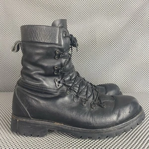 Vintage 1997 Herman Survivors Logger Boots Mens 9 M Black Leather Made In USA - Picture 1 of 14