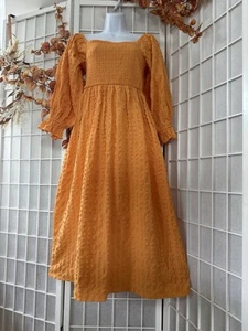 BNWT Size 10 Miss Selfridge seersucker Papaya Summer Maxi Dress On/off Shoulder - Picture 1 of 13