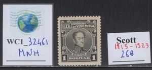WC1_32461 VENEZUELA. 1b 1915-1923 BOLIVAR Briefmarke. Sc.268. MNH - Bild 1 von 1