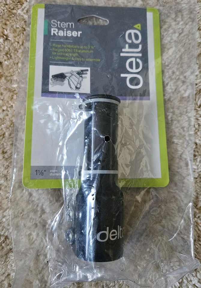 DELTA ALLOY BICYCLE BIKE STEM RAISER RISER BLACK 1 1/8 INCH NEW STILL IN PLASTIC - Image 1 of 2