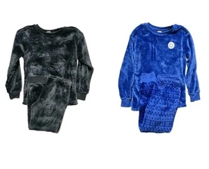 Cat & Jack Boys Fleece Pajama Set XL 14 Lot Of 2 Gray Blue - Picture 1 of 5