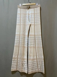 NWOT ELIE TAHARI Women Elastic Waist Cashmere Blend Knit Pants SZ M Camel Plaid - Picture 1 of 10