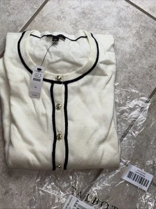 NWT Talbots Women’s Ivory Button Front Cardigan Sweater M-$79.50 - Picture 1 of 6