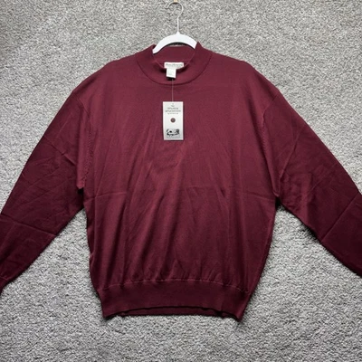 Suéter Vintage Norm Thompson Para Hombre XL Seda Algodón Tejido Borgoña Vacaciones NUEVO CON ETIQUETAS NUEVO Foto 1 de 4