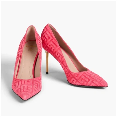 Zapatos de salón Balmain con logotipo de jacquard en relieve punta dorada rosa intenso talla 41 EE. UU. 9,5 Foto 1 de 4