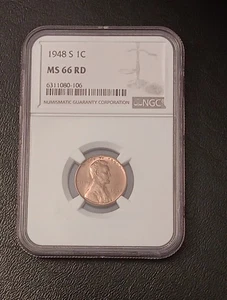 👉1948-S Lincoln Wheat Penny NGC MS-66 RD - Picture 1 of 2