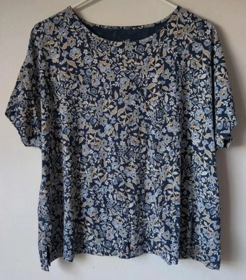 Camiseta J. Jill Luxe Supima Relajada Para Mujer Azul Pequeño Estampado Floral Talla PL Foto 1 de 4