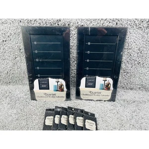 Quartet Set Of 2 Weekly Calendar Chalkboard 8"x14" Black Frame & Set Of 6 Chalk - Picture 1 of 8