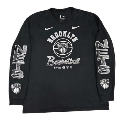 Nike NBA Brooklyn Nets Long Sleeve T Shirt Black Mens Large "Bad Condition" - Image 1 of 4