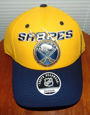 NHL HOCKEY Sombrero Buffalo Sabres Amarillo AZUL Gorra JUVENTUD Ajustado CENTER ICE Reebok NUEVO Foto 1 de 4