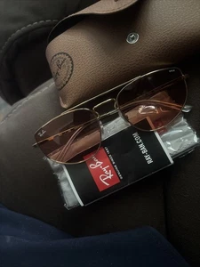 Ray ban Arista Sunglasses RB3668 Gold Frame Pink Red Evolve Lenses New Authentic - Picture 1 of 14