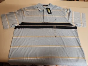 Neu mit Etikett Nautica Herren weiches Polo babyblau mit marineblau gelb weiß (T-8) B - Bild 1 von 9