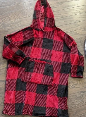 Cuddle Duds Bata Niños 10/12 Búfalo Cuadros Jersey Suave Acogedor Con Capucha Ropa de Salón Foto 1 de 3