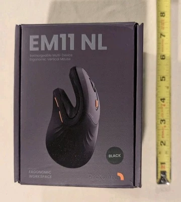 ProtoArc Ergonomic Vertical Mouse Rechargeable Multi-Device Black EM11 NL New - Image 1 of 4