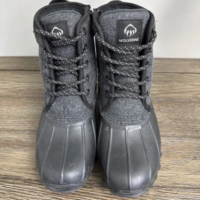 WOLVERINE Torrent Fleece Duck Boot Winter Snow Black Gray Sz 6.5M W880345 - Image 1 of 4