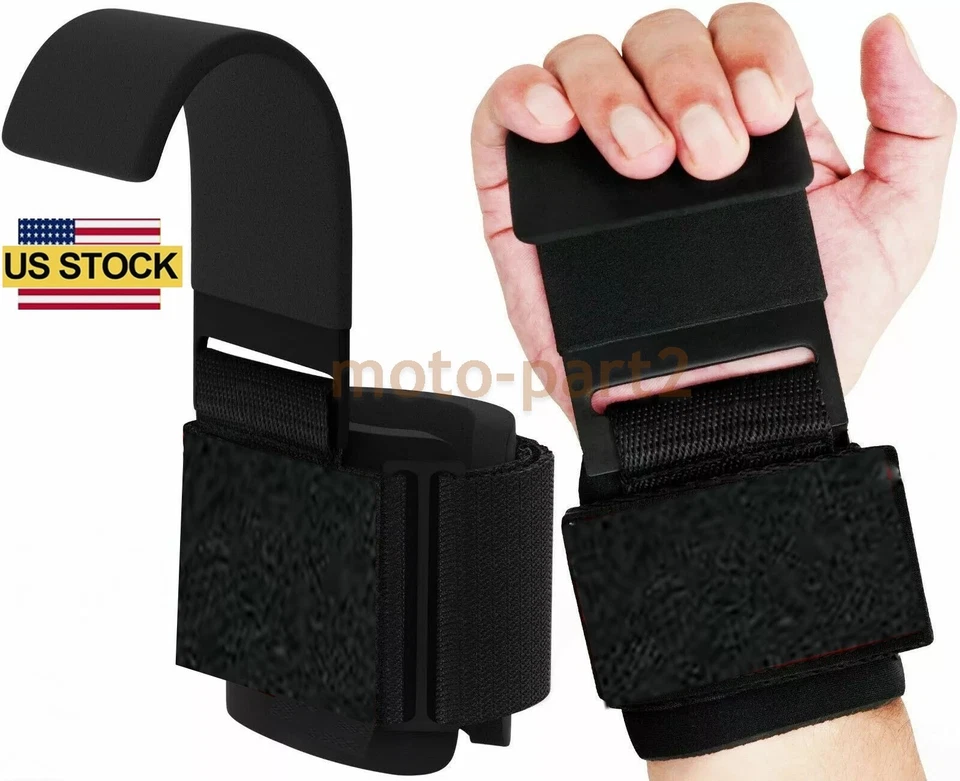 2 piezas ganchos para muñeca de levantamiento de pesas correas de levantamiento muñequeras gancho de levantamiento gimnasio EE. UU. Foto 1 de 4
