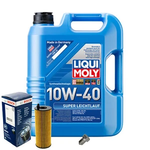 Motoröl 10W40 LIQUI MOLY Super Leichtlauf 5L+BOSCH Ölfilter+Ölablassschraube