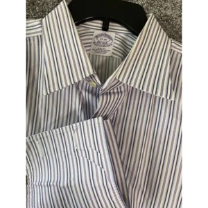 Brooks Brothers Makers And Merchants Button Up Dress Shirt Size 17-35 Striped - Picture 1 of 17