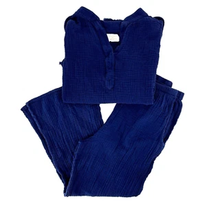 Conjunto de top y pantalón de gasa 9 Seed Resort para mujer XS/pequeño azul manga larga playa a juego - Imagen 1 de 15