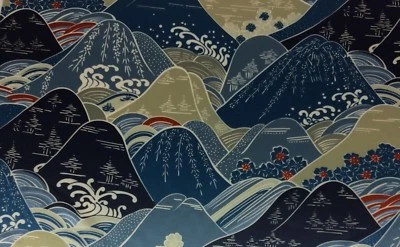 TELA DE SEDA HECHA EN Italia beacon hill fuji azul marino montaña por yarda 54"w Foto 1 de 4