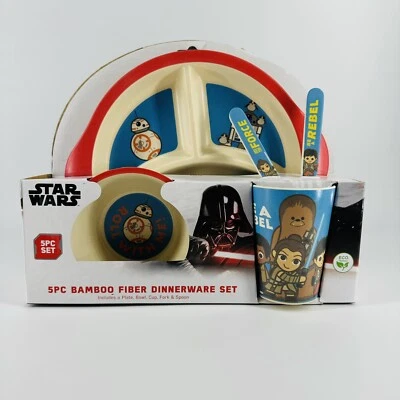 Star Wars Chewbacca BB8 Roll with Me 5 Pcs Bamboo Dinnerware Plate Bowl Cup Set - Imagem 1 de 4