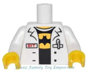 LEGO New White Minifigure Torso Lab Coat Pen Red 'GIT' Black Shirt Batman D329 - Picture 1 of 2