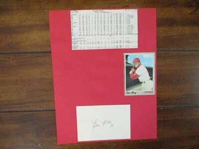 LEE  MAY(Died-2017) Signed Trimmed Index Card w/8 x 11 Display w/1970 Topps/Obit - Image 1 of 4