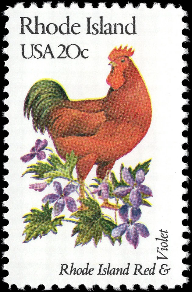 US Scott # 1991, Rhode Island; rojo y violeta, sello de 20¢ de 1982, MNH Foto 1 de 1