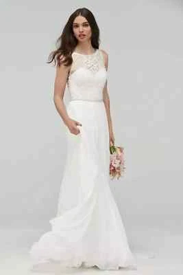 Vestido de novia Wtoo Hathaway 19705 6 marfil organza cuello alto ilusión cuentas Foto 1 de 4