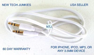 NTJ 3FT RUGGED 3.5mm 立体声音频辅助电缆 适用于 iPod iphone 4 5 6 plus — 第 1/3 张图片