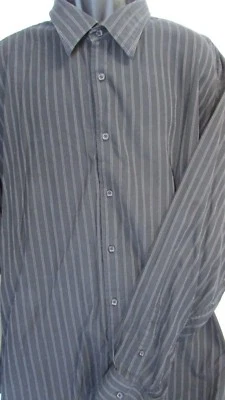 Men's Size 4XB Black Striped Stitched Long Sleeve Dress Shirt By Axist - Image 1 of 3