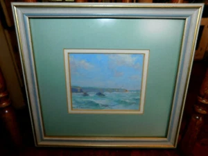 Pintura al óleo EDGAR SPIER CAMERON paisaje marino junto al mar con artista listado en faro - Imagen 1 de 5