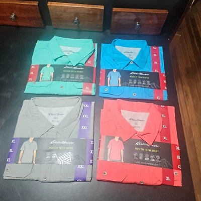 Camisa Tejida Eddie Bauer Tech Tallas S M L XL XXL Azul Rojo Gris Verde Protección UV Foto 1 de 4