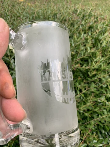 Kansas City Chiefs Beer Mug - Glass Frosted. Etched Glass Football Fan Mug Cover